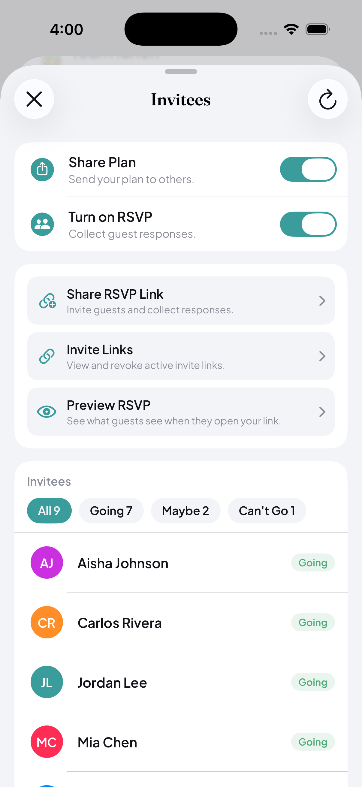 PlanThat invitee and RSVP management
