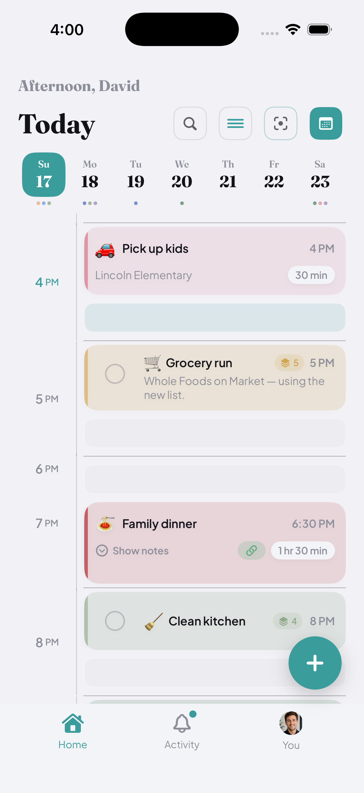 PlanThat daily timeline view